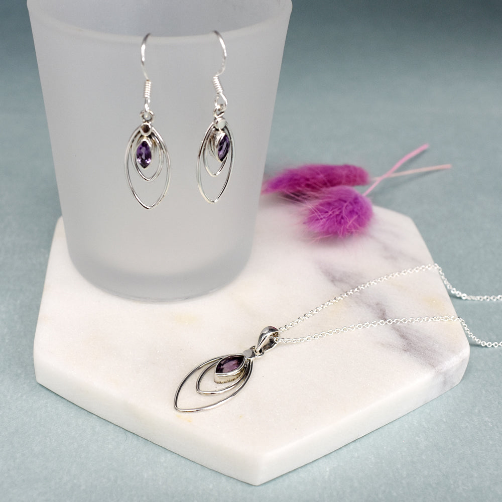 Ivy double marquis amethyst facet pendant