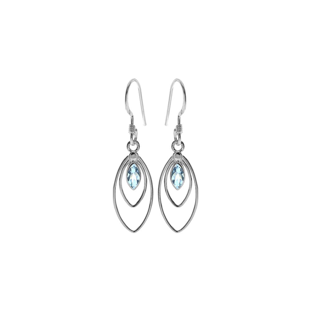 Ivy double marquis faceted blue topaz earrings