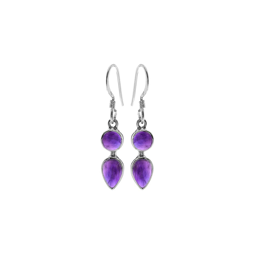 Samira round & teardrop amethyst earrings