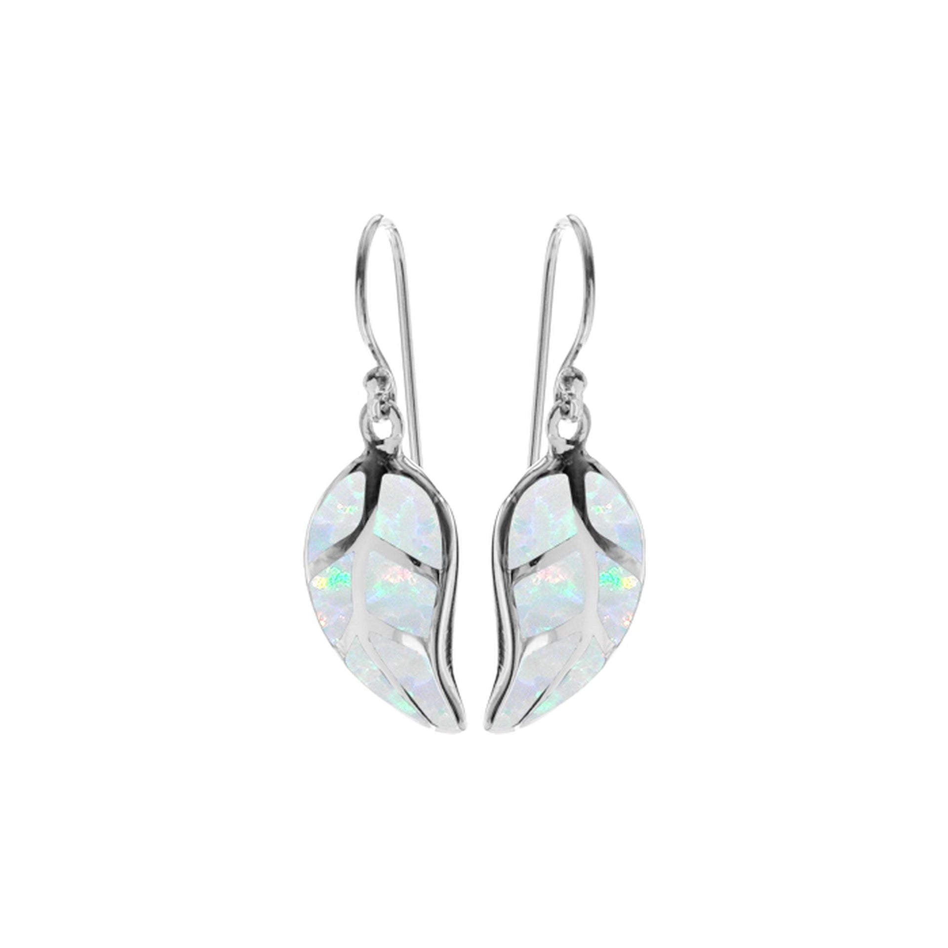 Angelica white opalique leaf design earrings