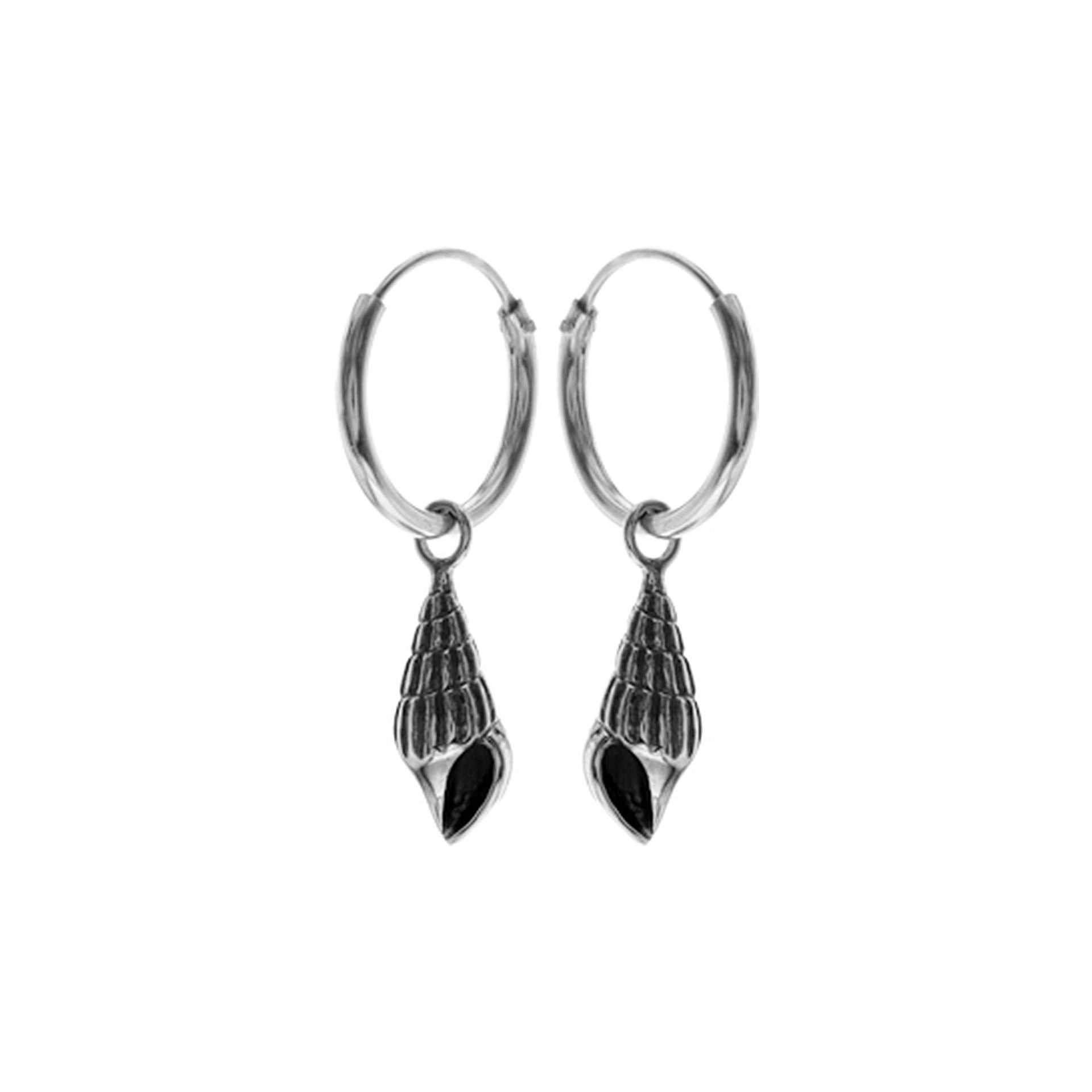 Mila sleeper earrings with hanging tulip shell