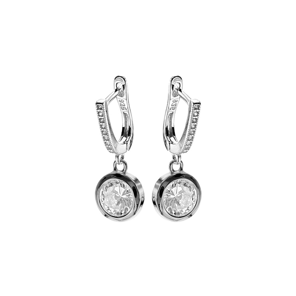 Davina CZ round drop hinged huggies