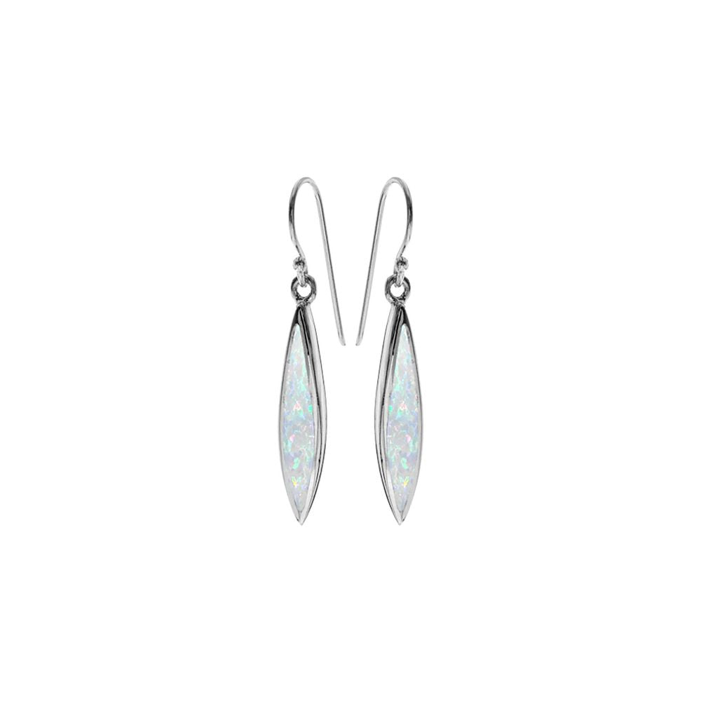 Diana narrow marquis white opal earrings