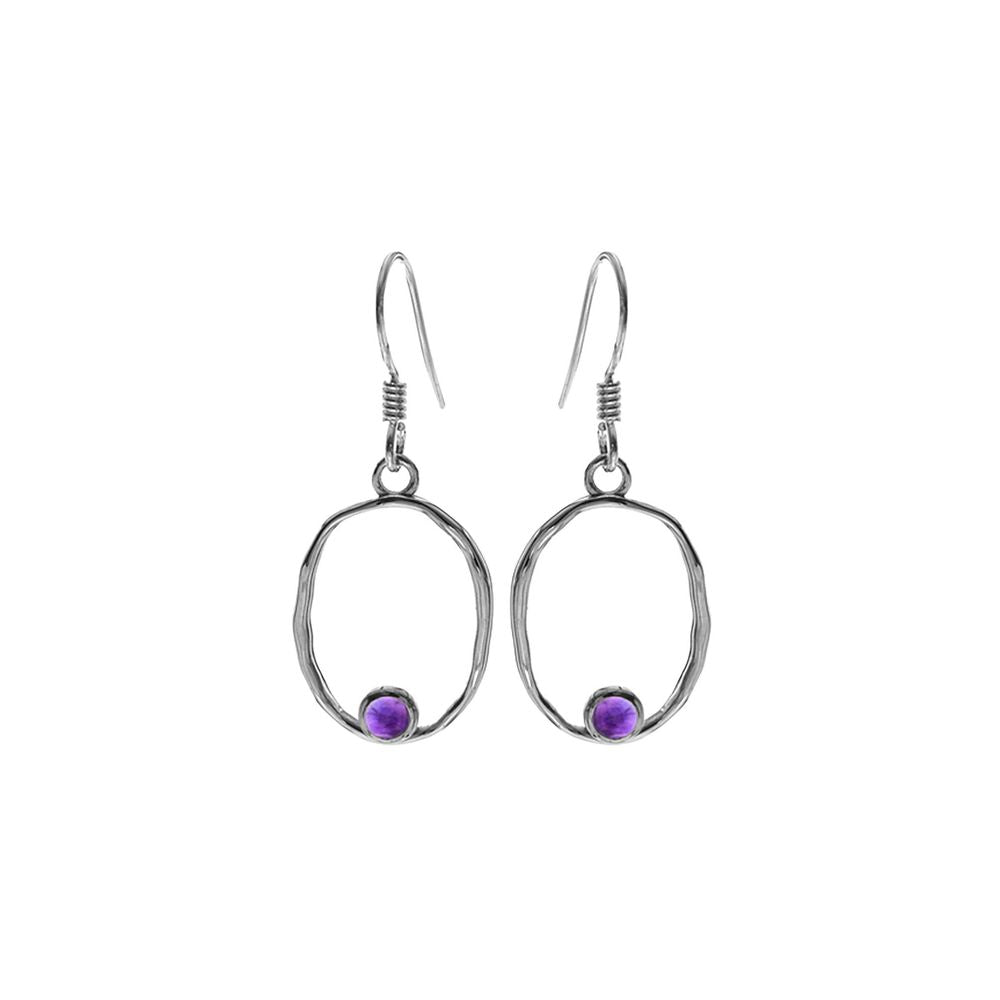 Amy hammered oval framed amethyst