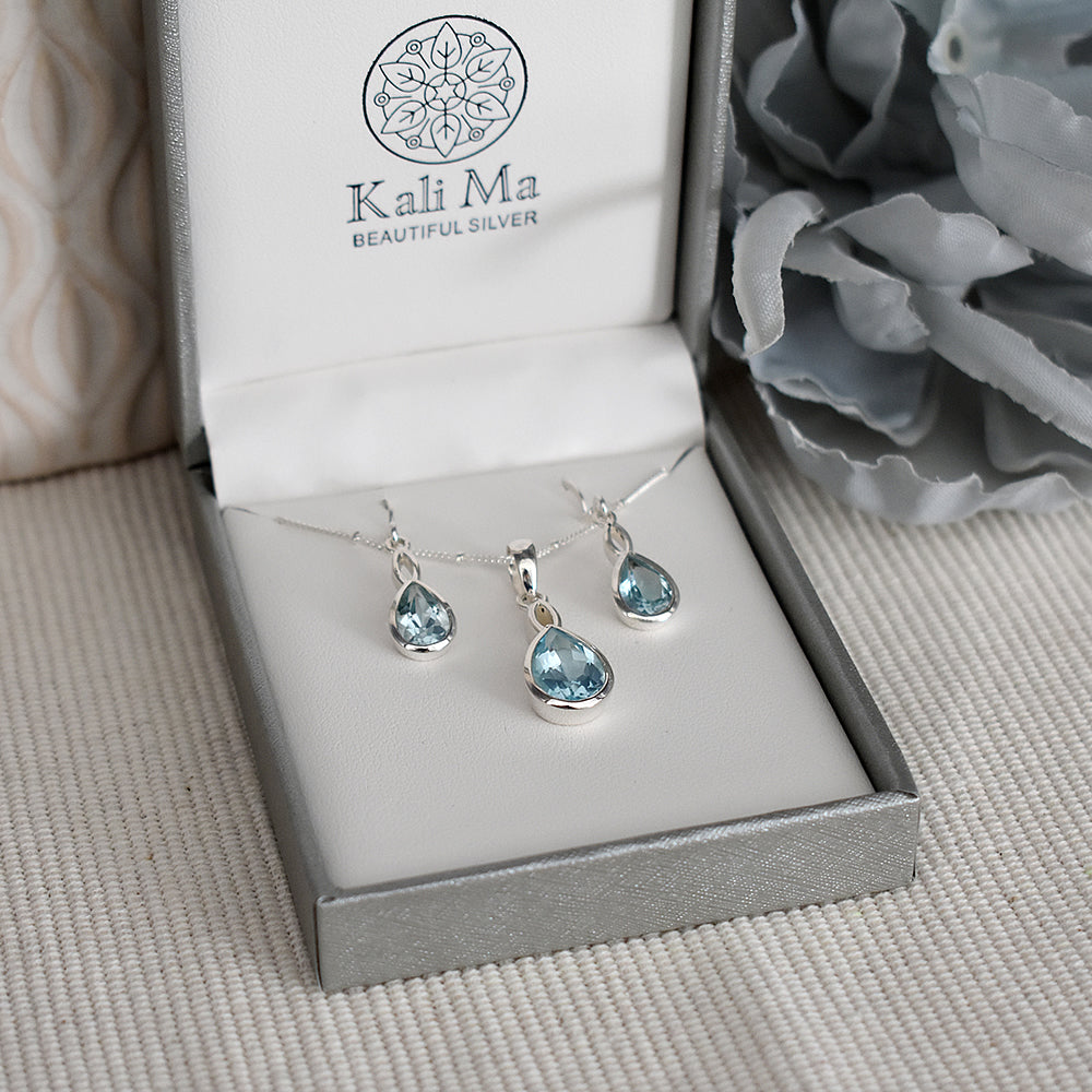 Samira teardrop blue topaz earrings