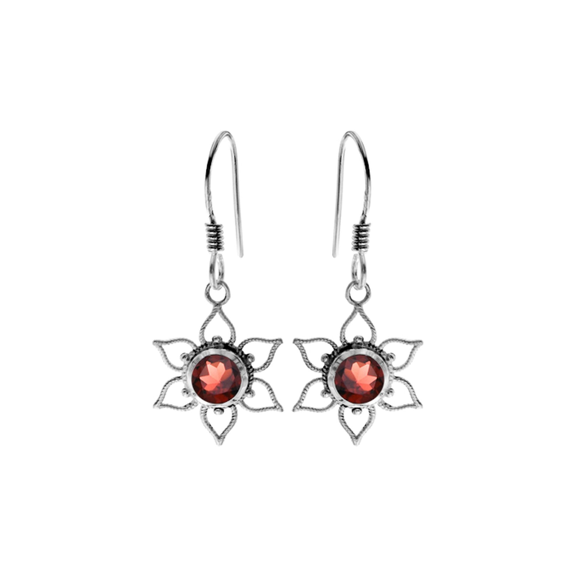 Catalina garnet vintage flower earrings