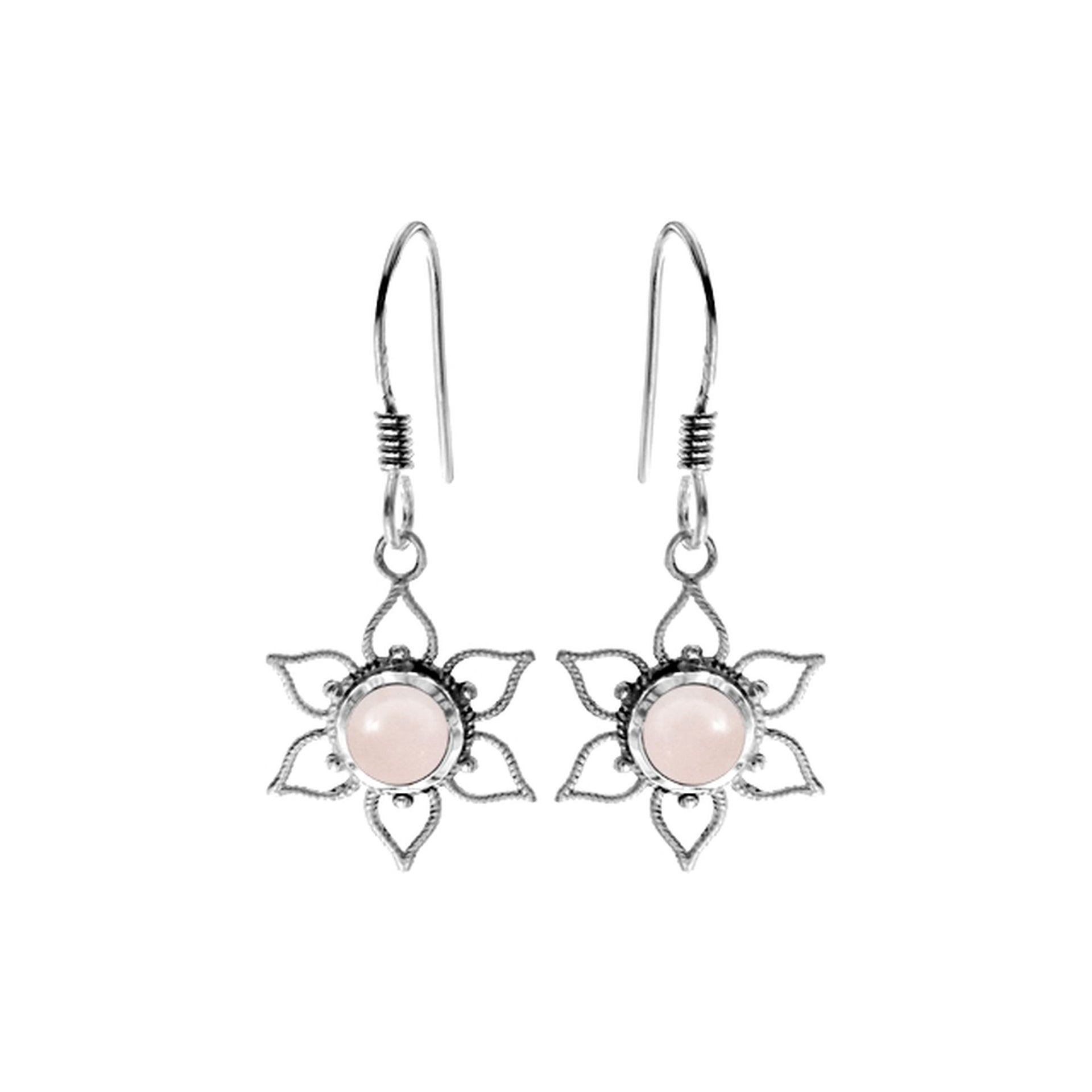 Catalina rose quartz vintage flower earrings