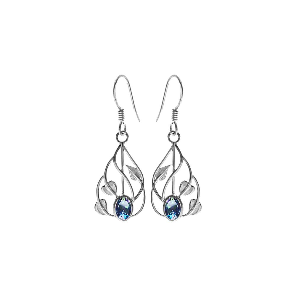 Lola teardrop faceted mystic topaz vine earrings