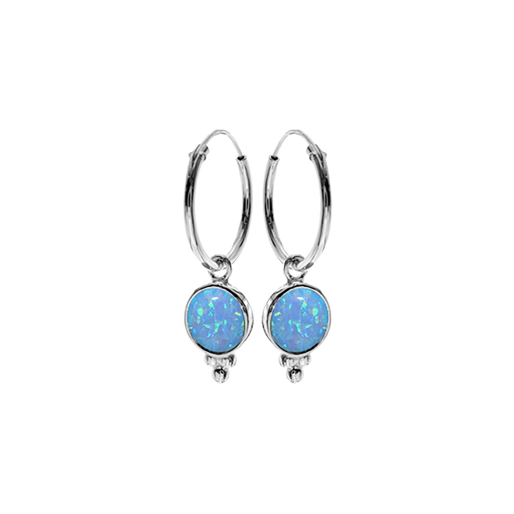 Shannon round blue opal charm sleepers