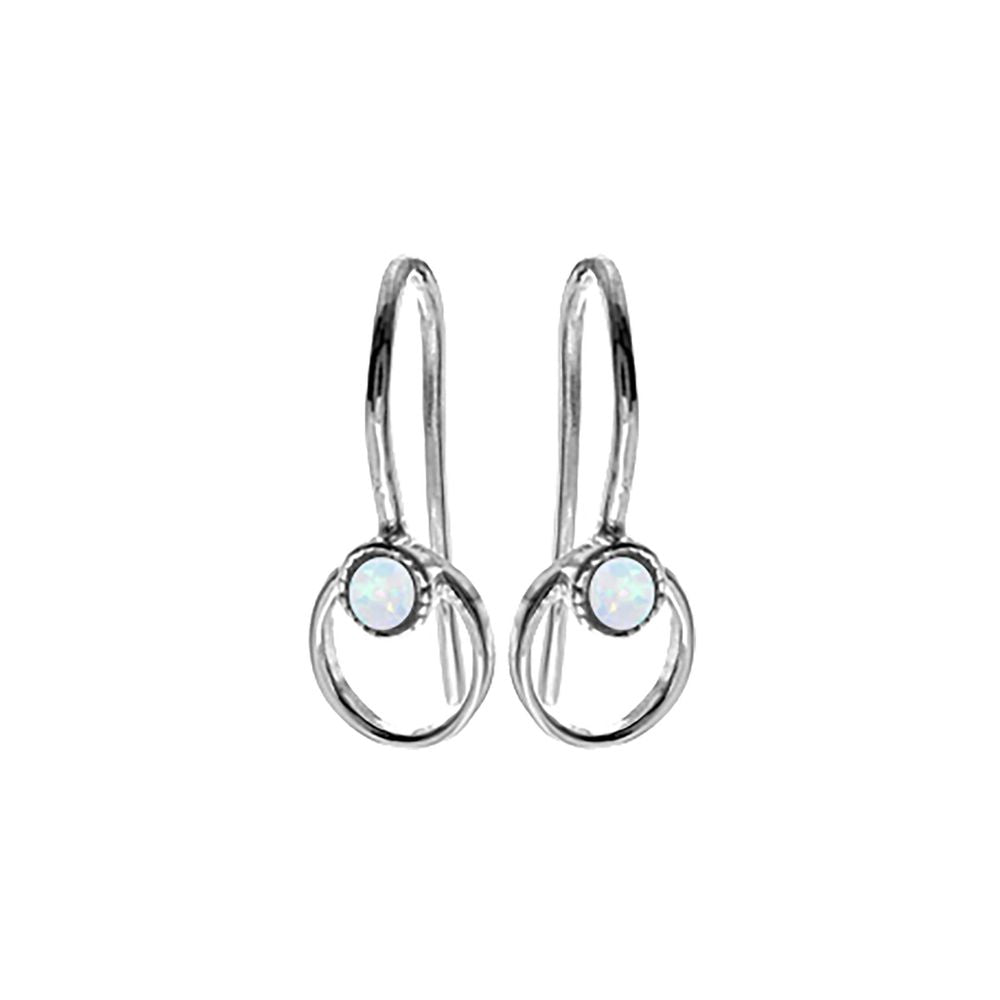 Angelica white opal fixed wire halo earrings
