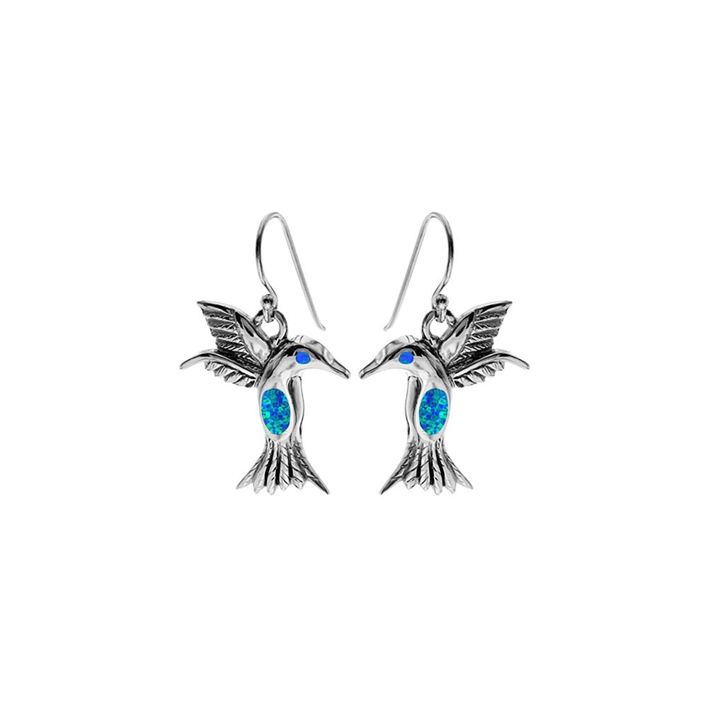 Emerie blue opal hummingbird earrings