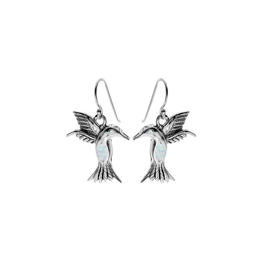 Emerie white opal hummingbird earrings