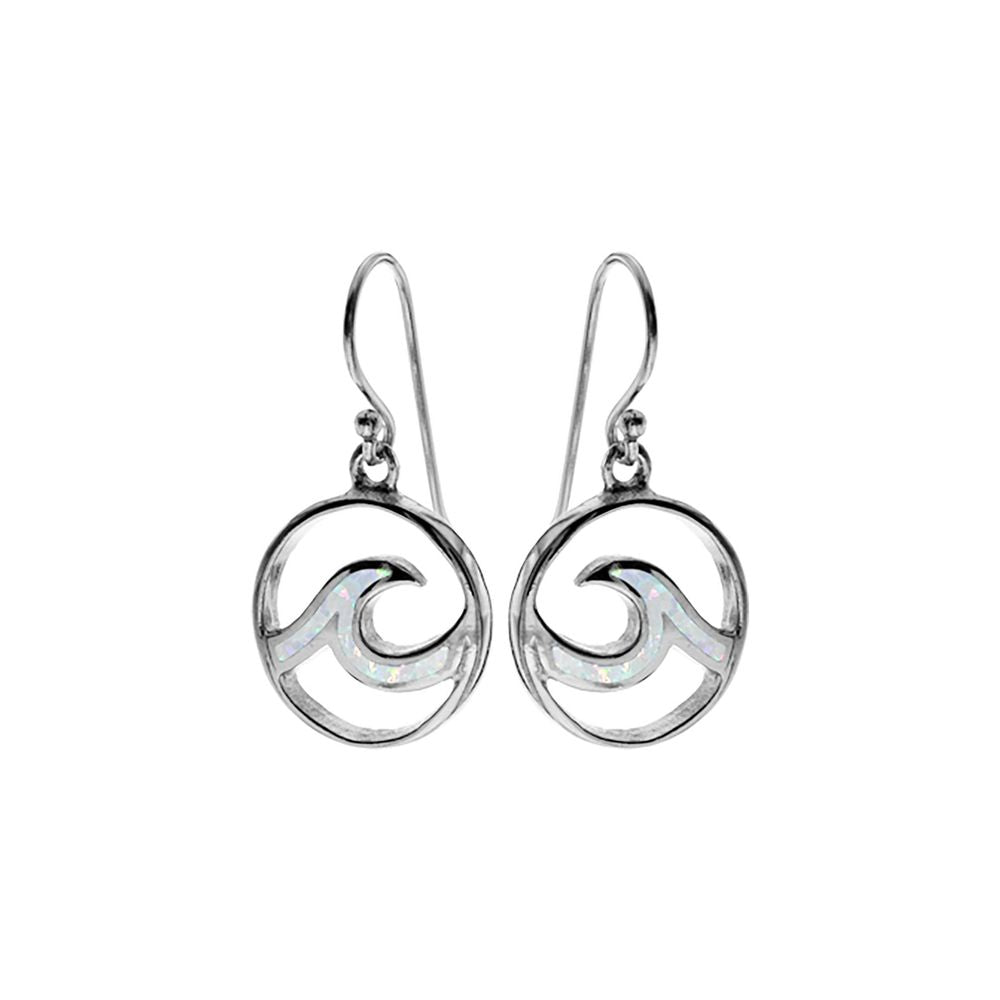 Ana white opal encircled wave earrings