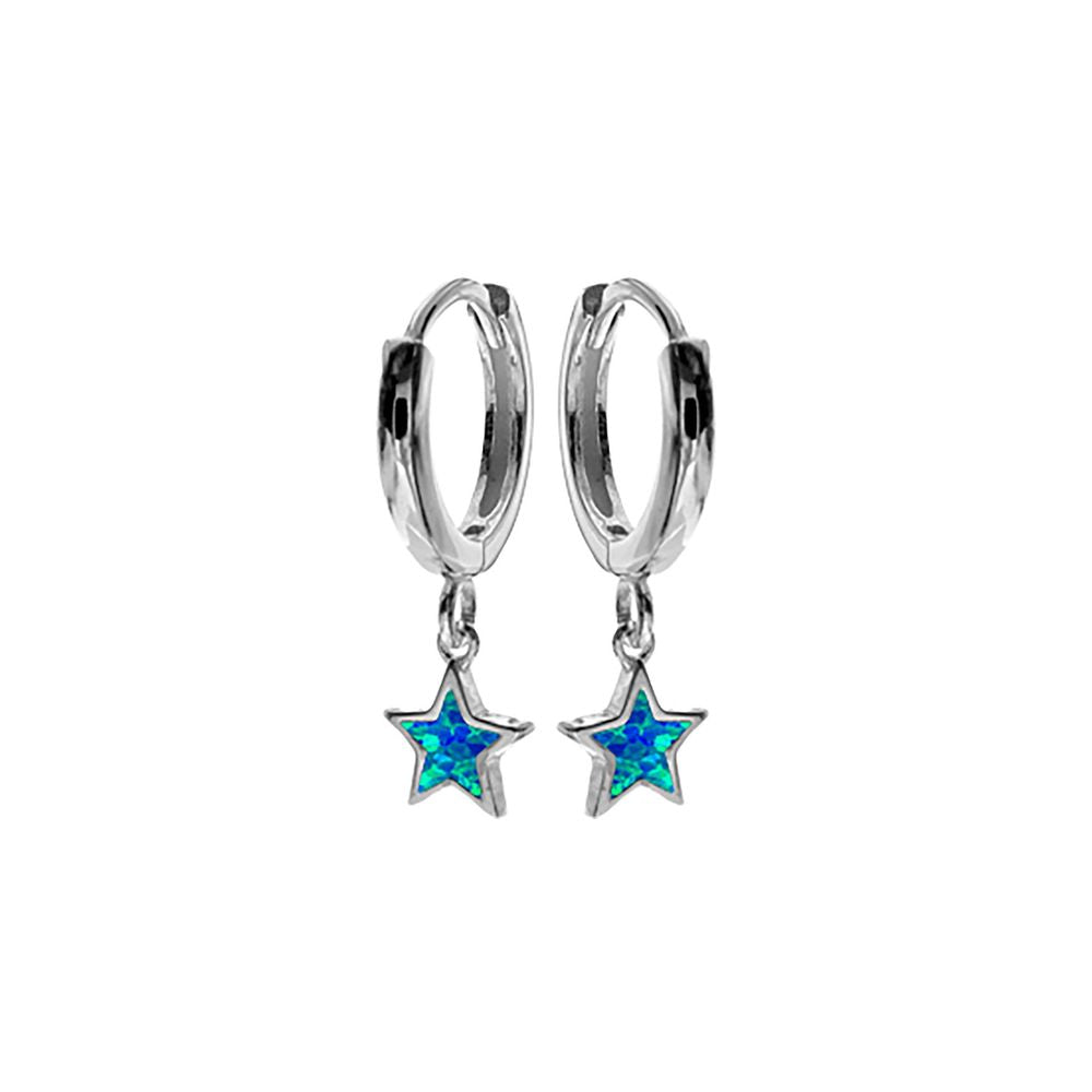 Diana hoops blue opal star drop