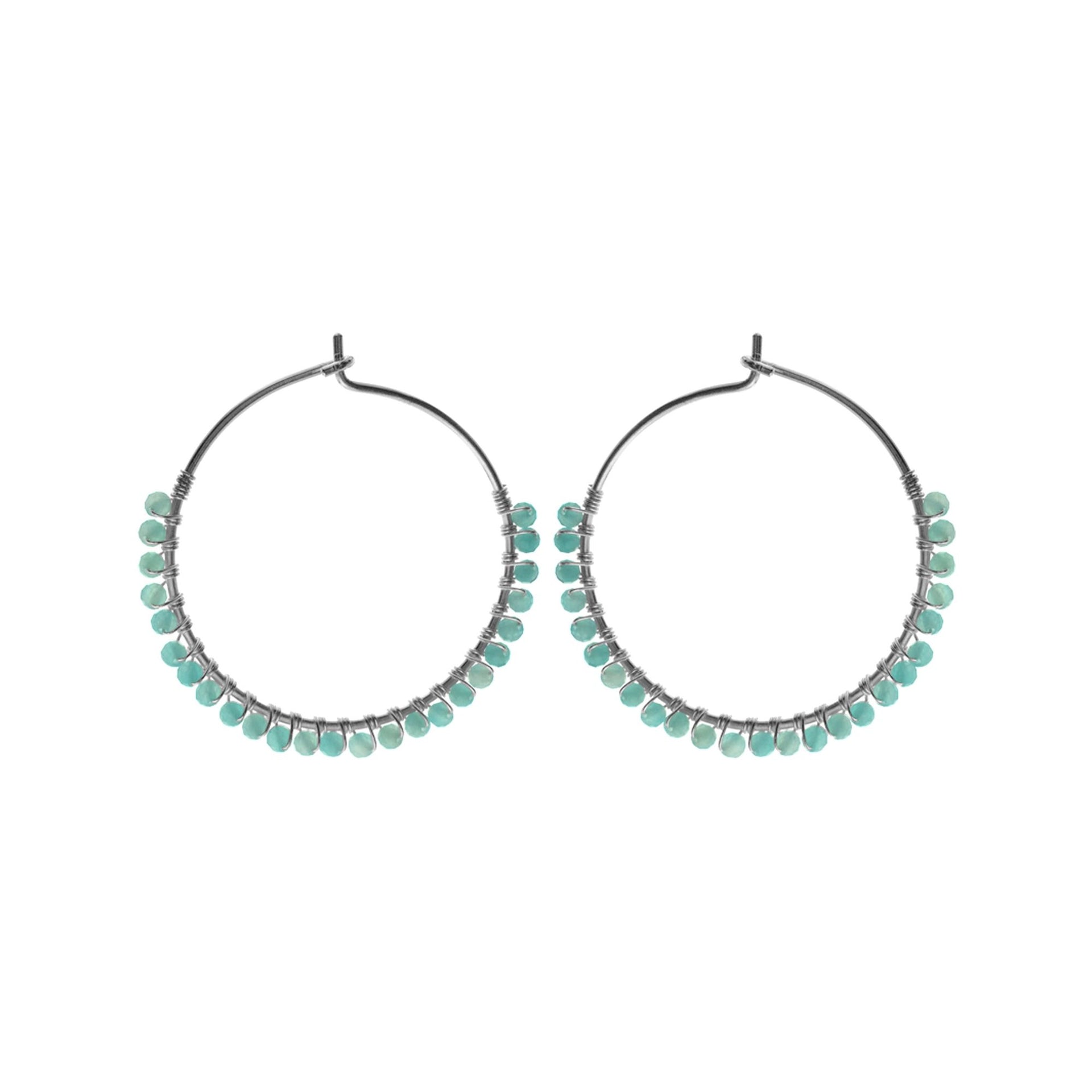 Sophia hanging amazonite bead hoops