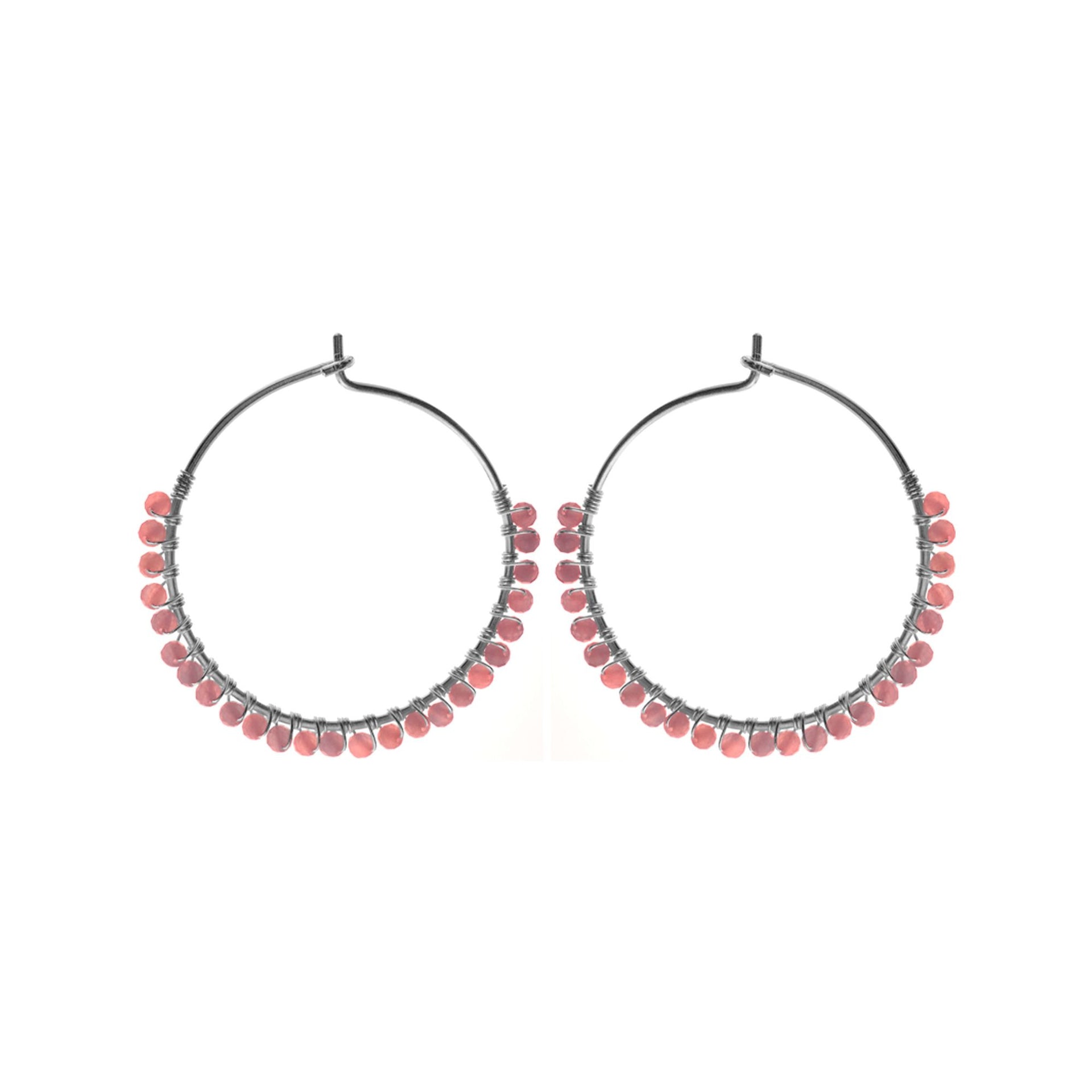 Sophia hanging pink tourmaline bead hoops