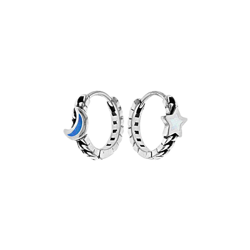 Sasha blue & white opalique star & moon huggies