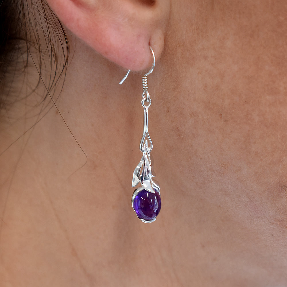 Tilly amethyst stem & leaves earrings