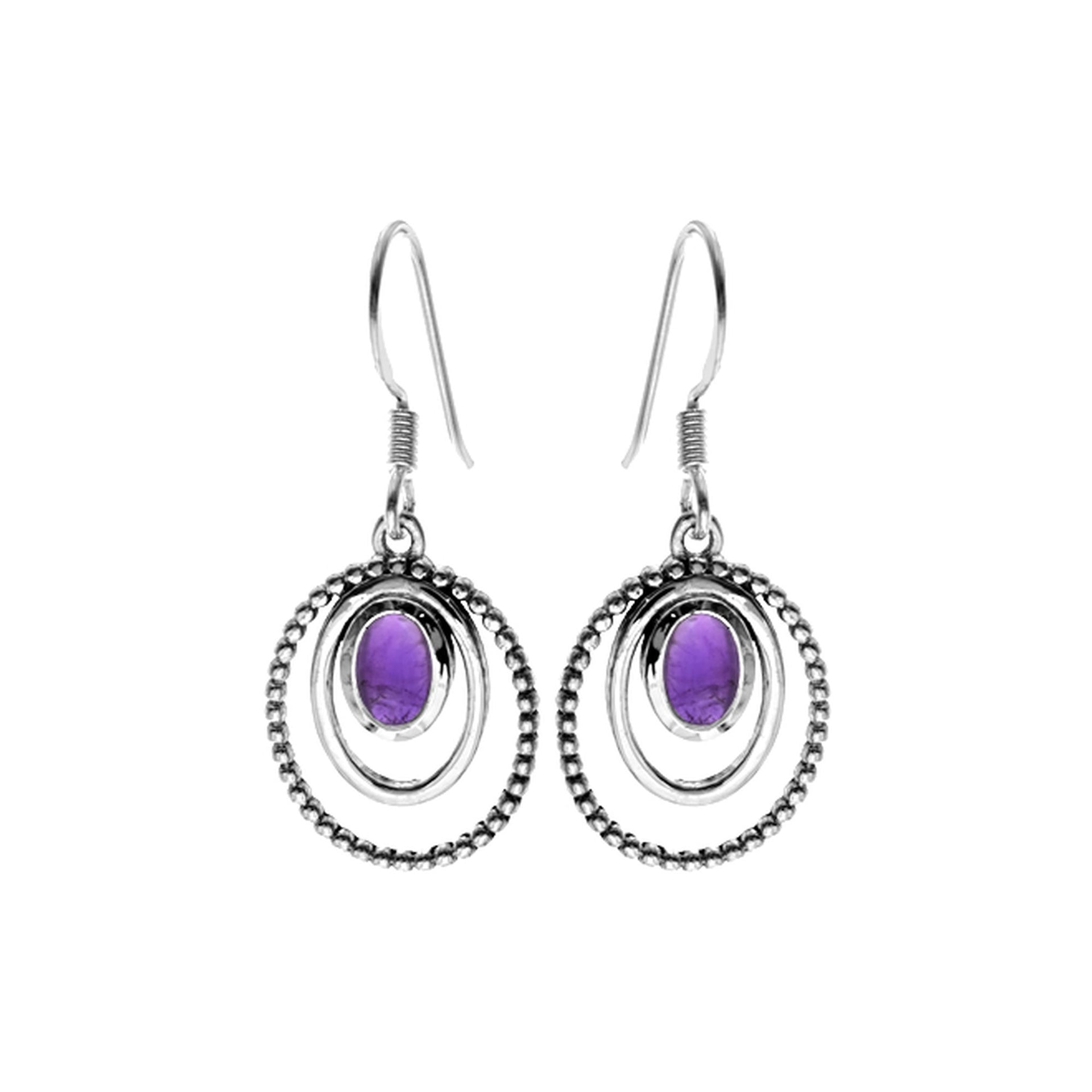 Lola double framed bobble amethyst earrings