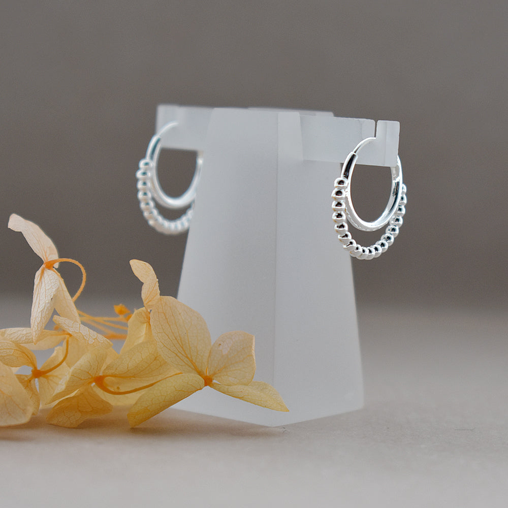 Lara half bobble double hoops