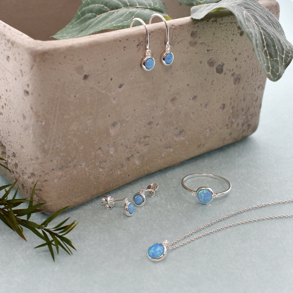 Alexis small round blue opalique & CZ necklace