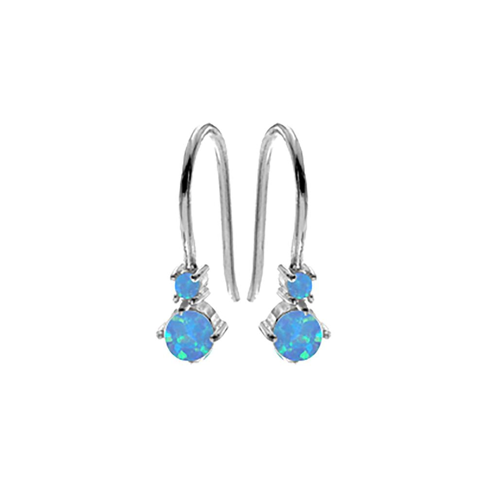 Bethan double blue opal fixed hook earrings