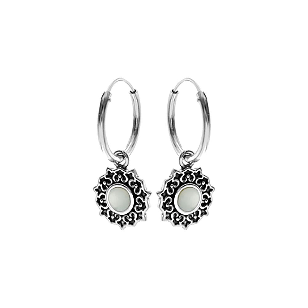Zora sunburst mother of pearl charm hoops