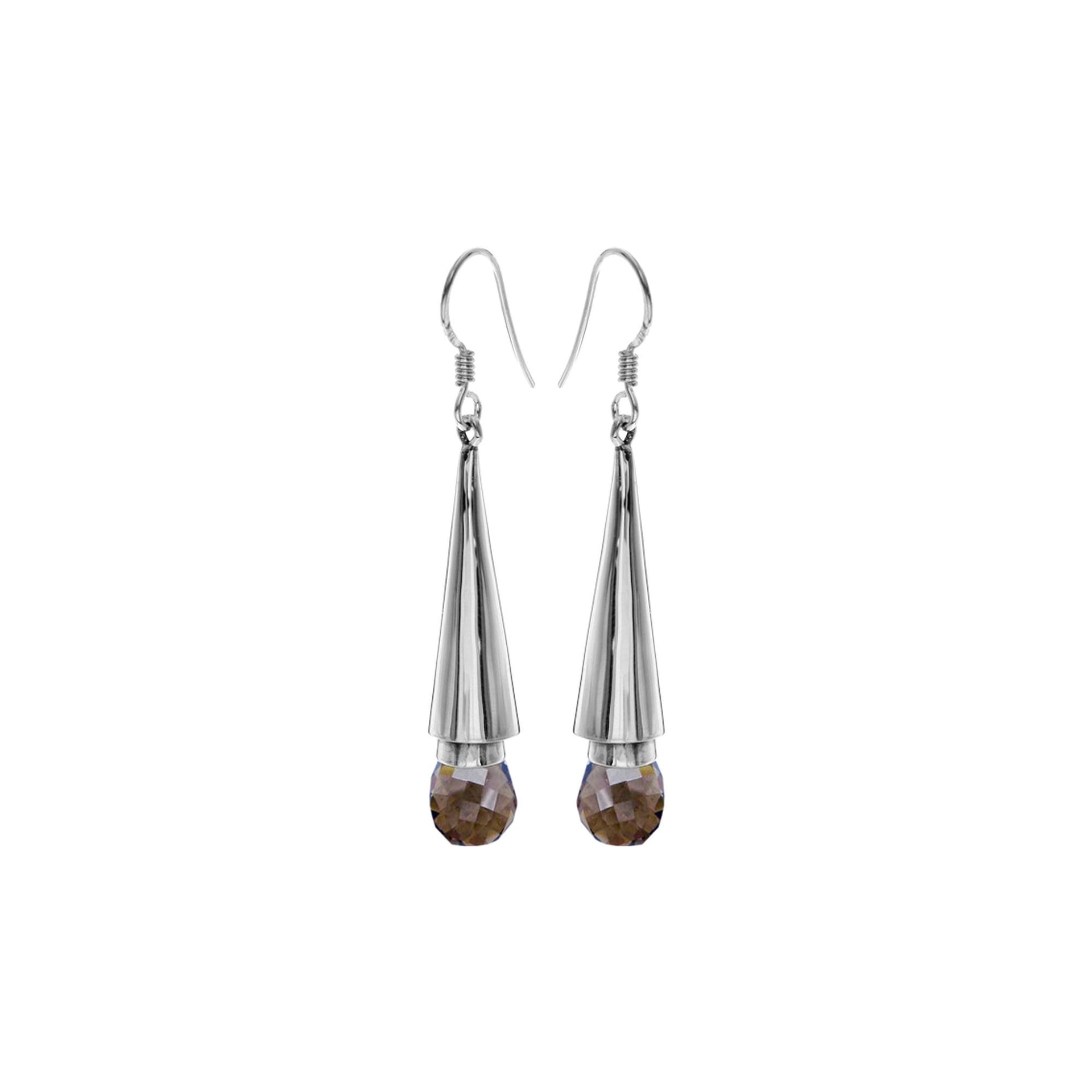 Viola smokey quartz conical earrings