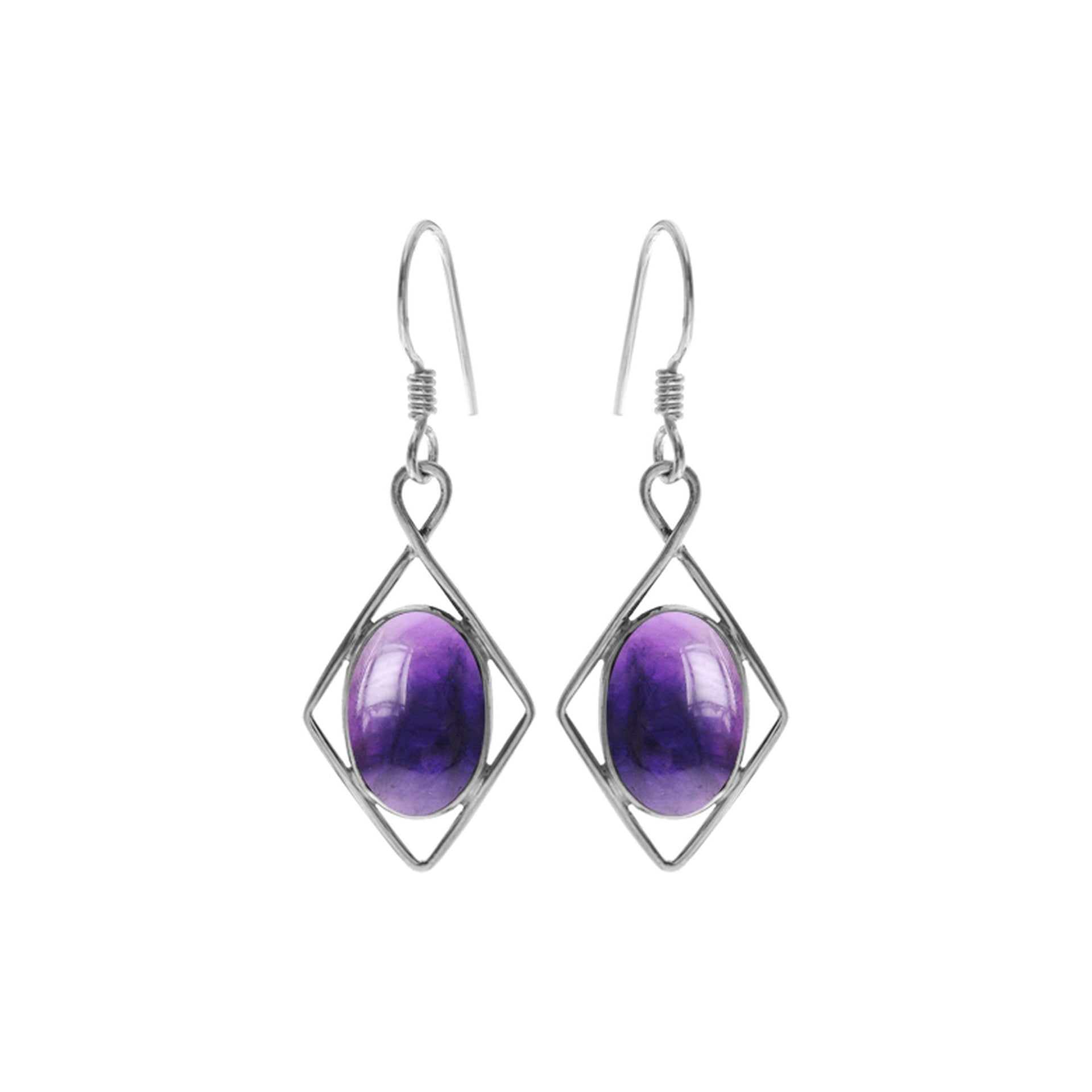 Lola diamond framed amethyst earrings