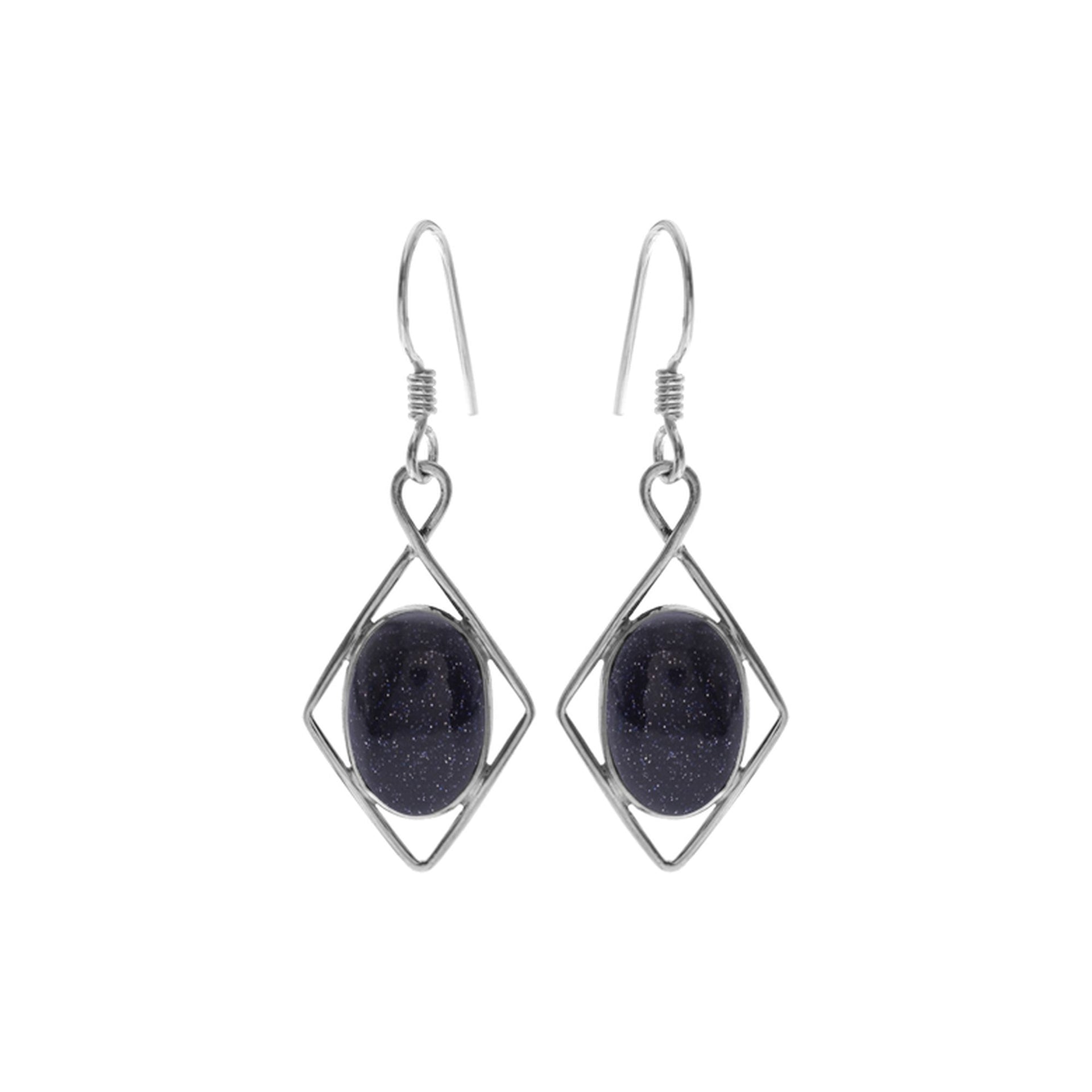 Lola diamond framed blue goldstone earrings