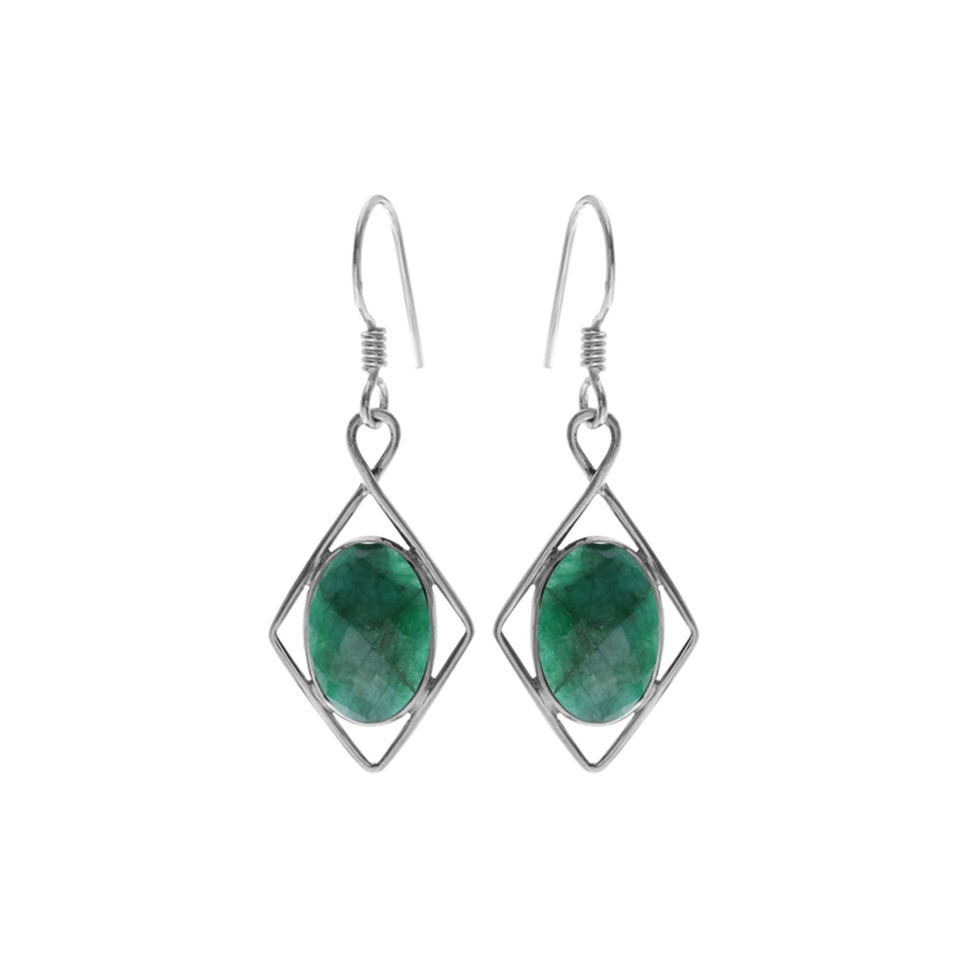 Lola diamond framed emerald quartz earrings