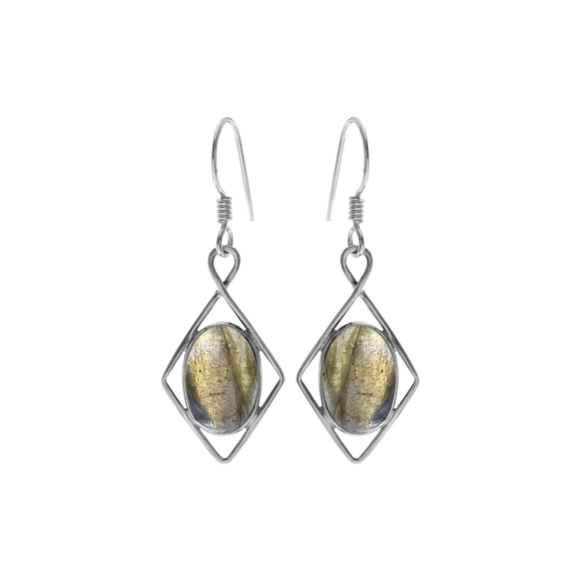 Lola diamond framed labradorite earrings