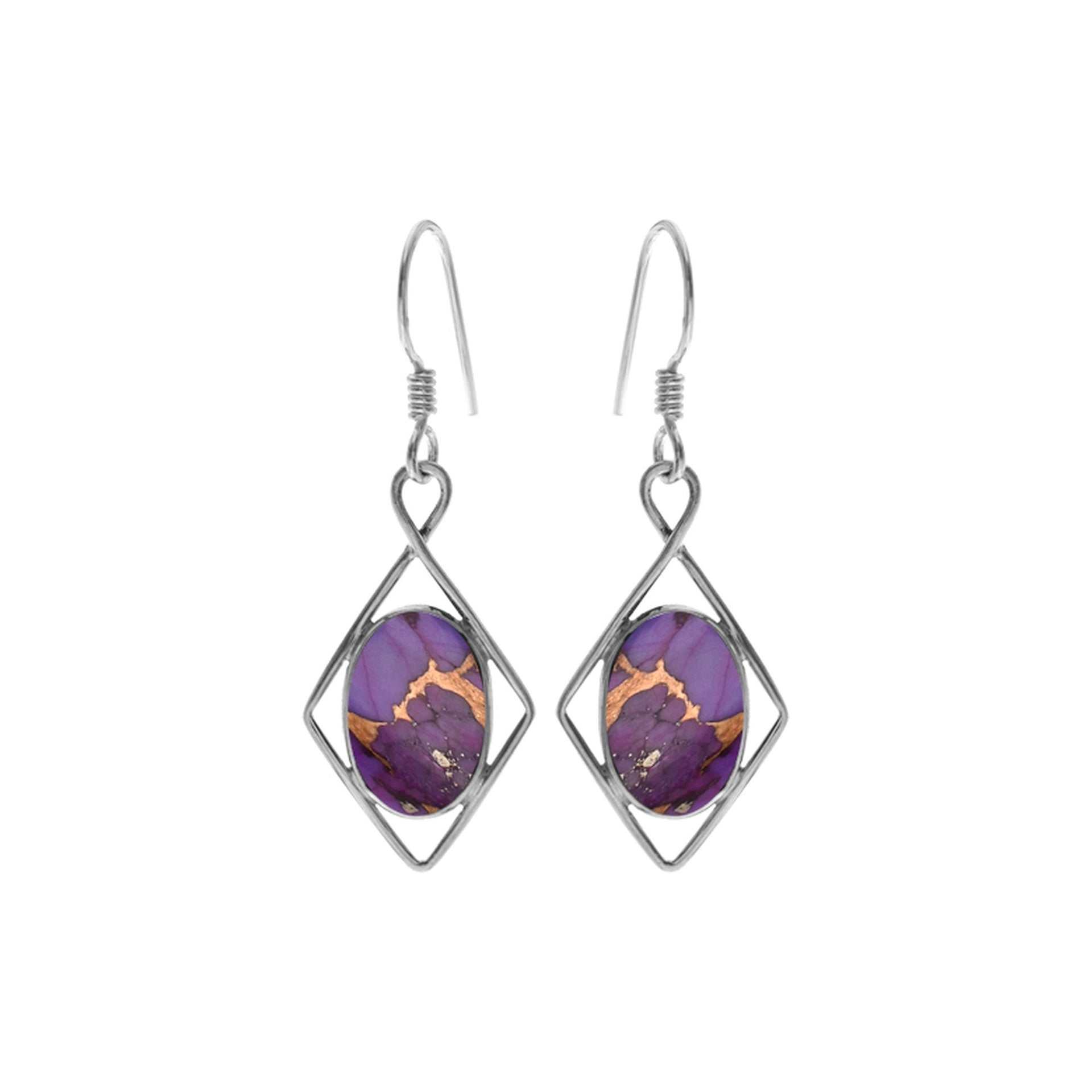 Lola diamond framed purple mohave turquoise earrings