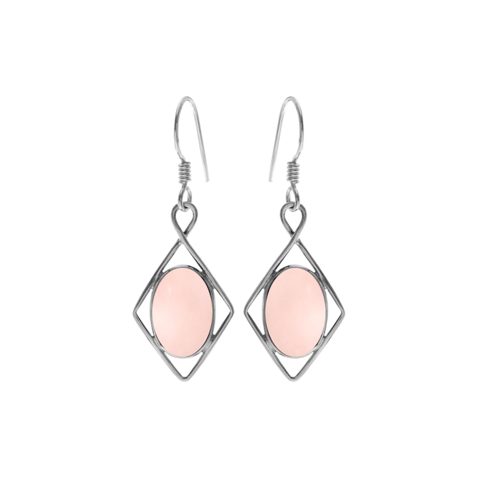 Lola diamond framed rose quartz earrings