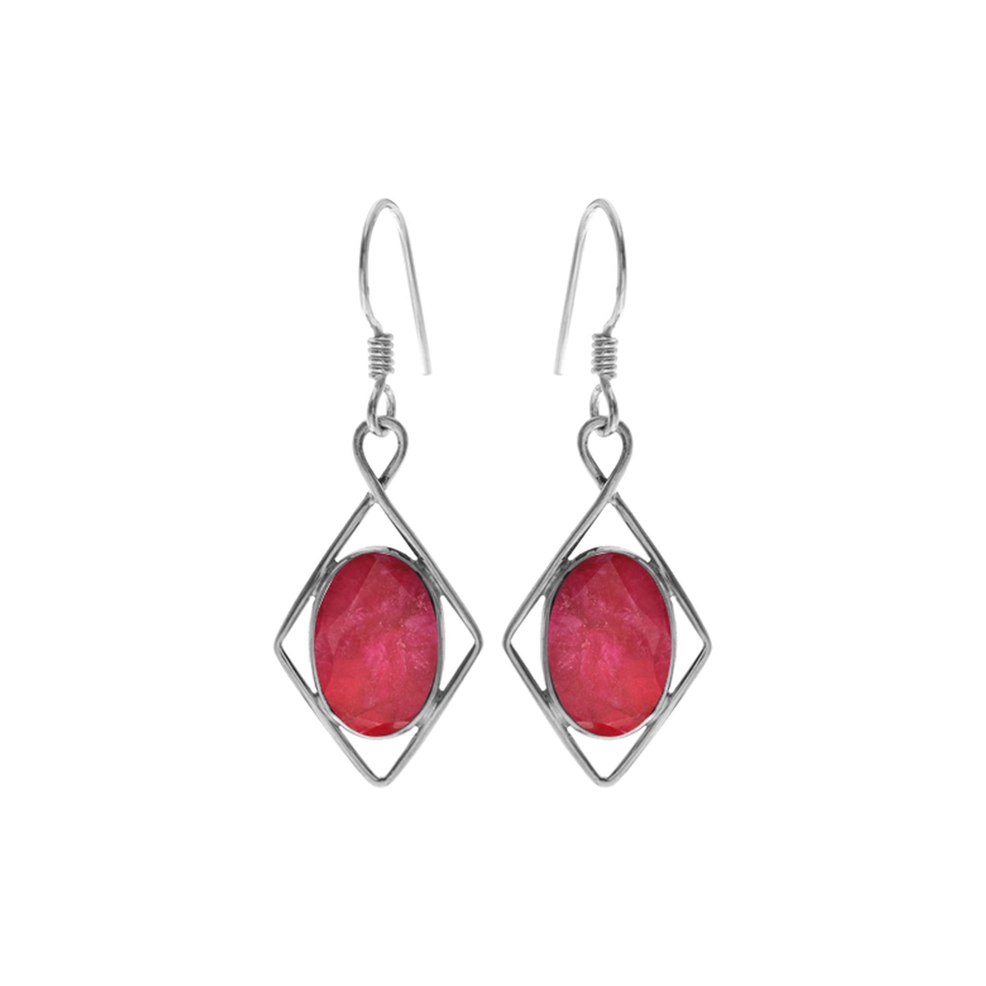 Lola diamond framed ruby quartz earrings