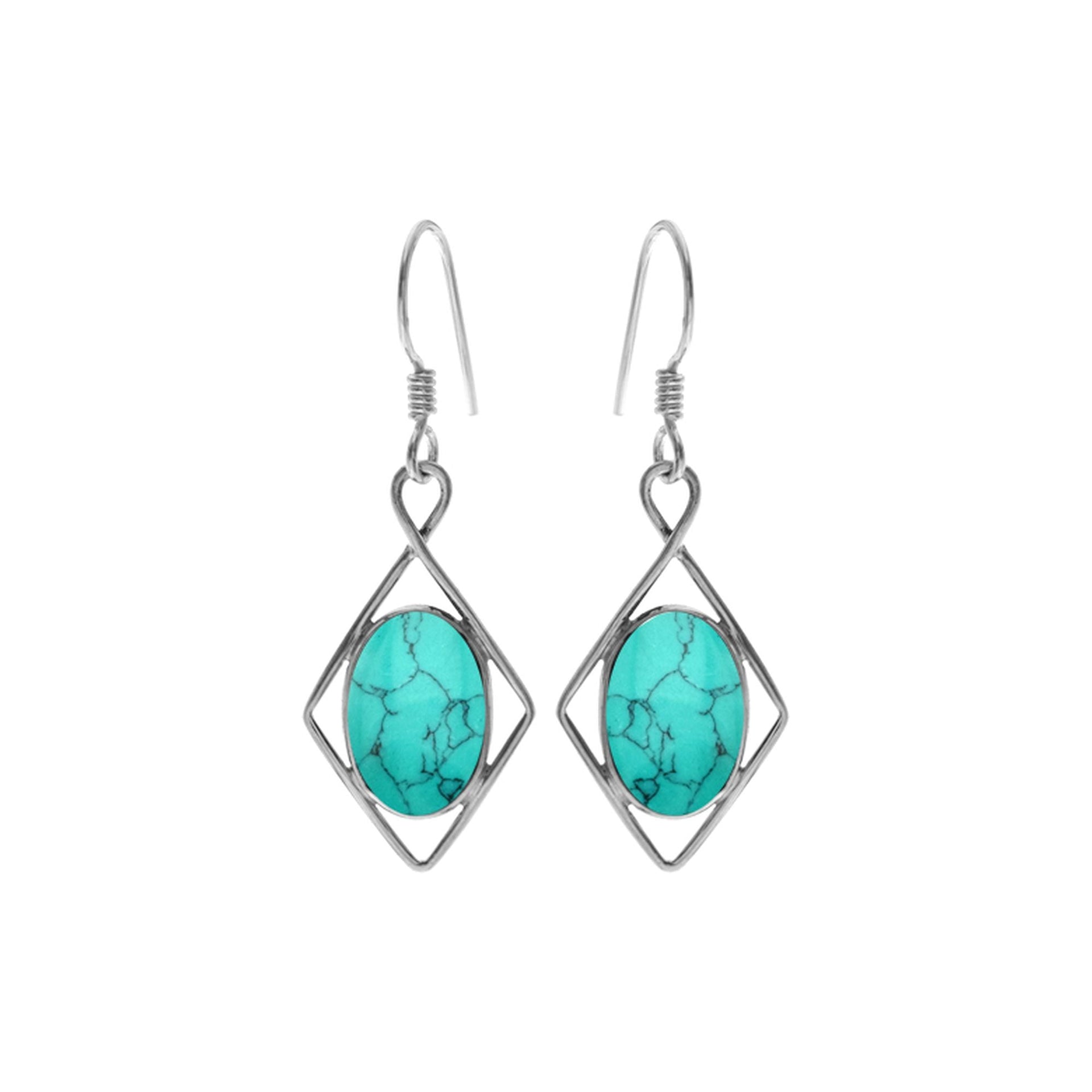 Lola diamond framed turquoise earrings