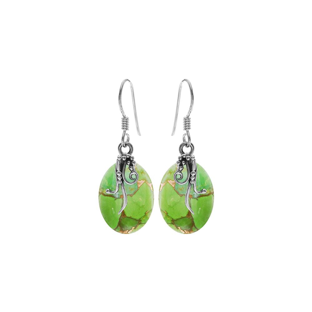Viola green mohave turquoise vine overlay earrings