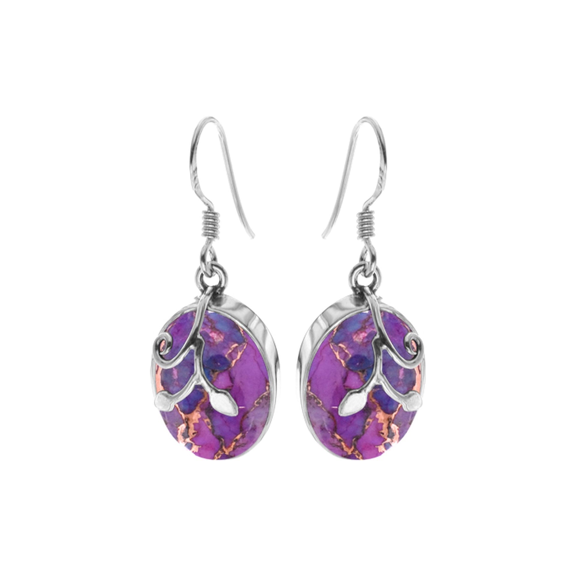 Oval purple mohave with silver leaf effect overlay
