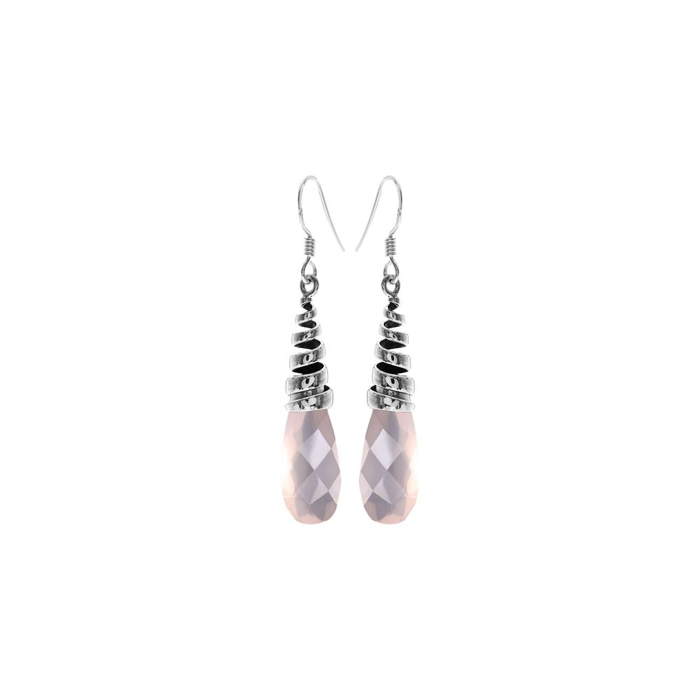 Viola briolette rose quartz coiled top earrings