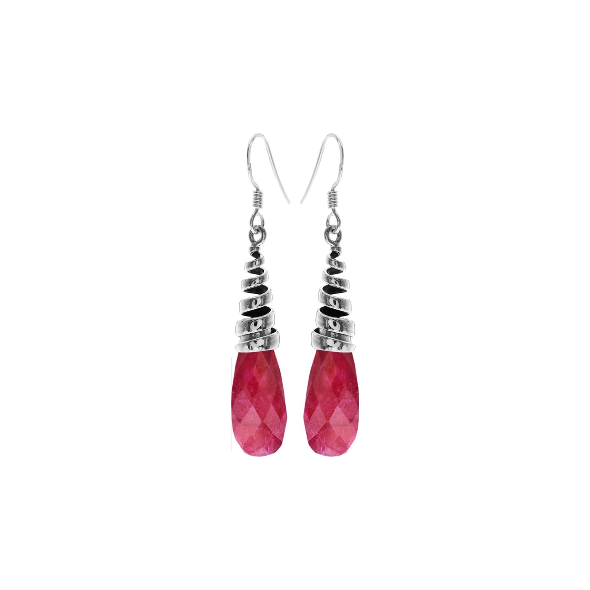 Viola briolette ruby quartz coiled top earrings