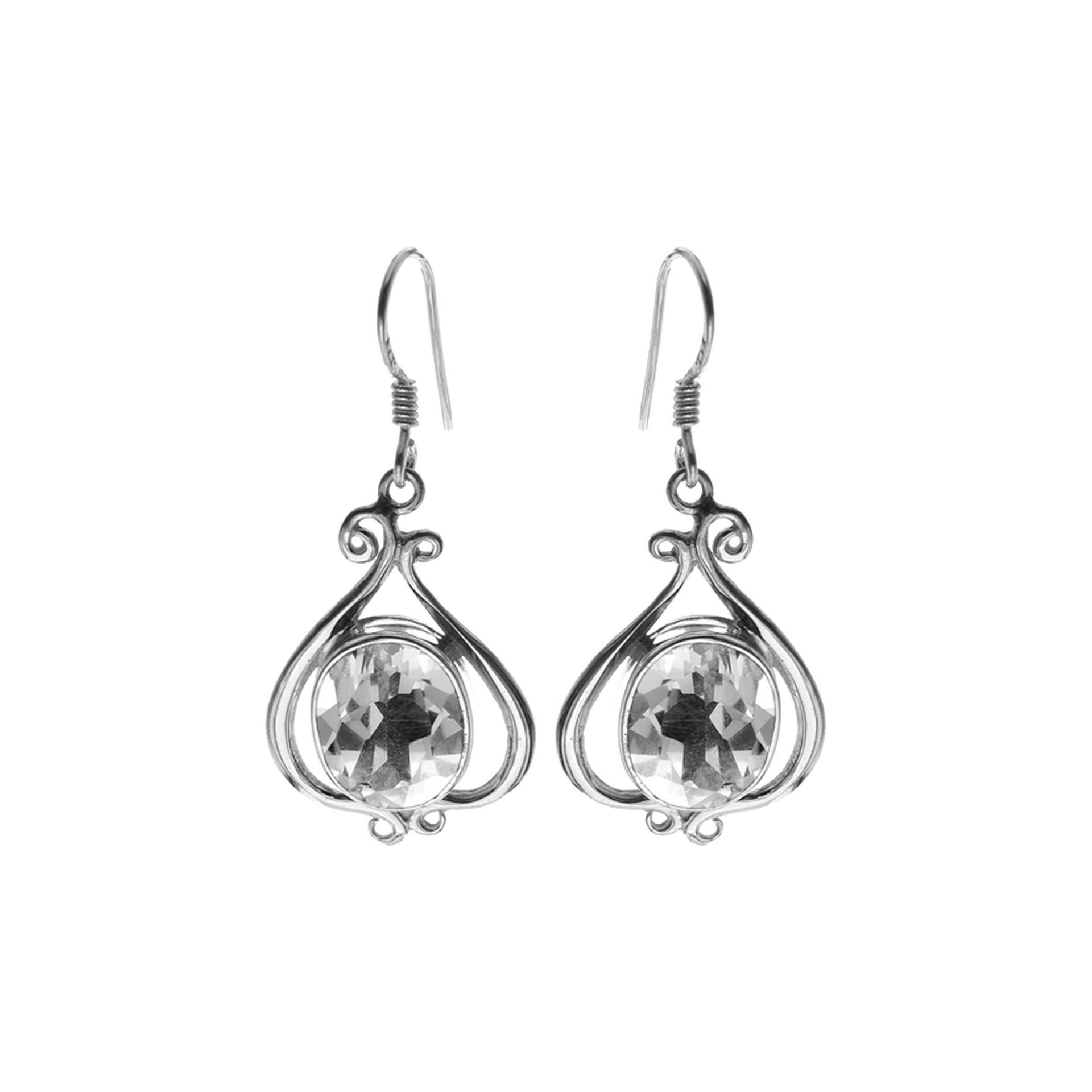 Lola elaborate wirework with oval quartz earrings