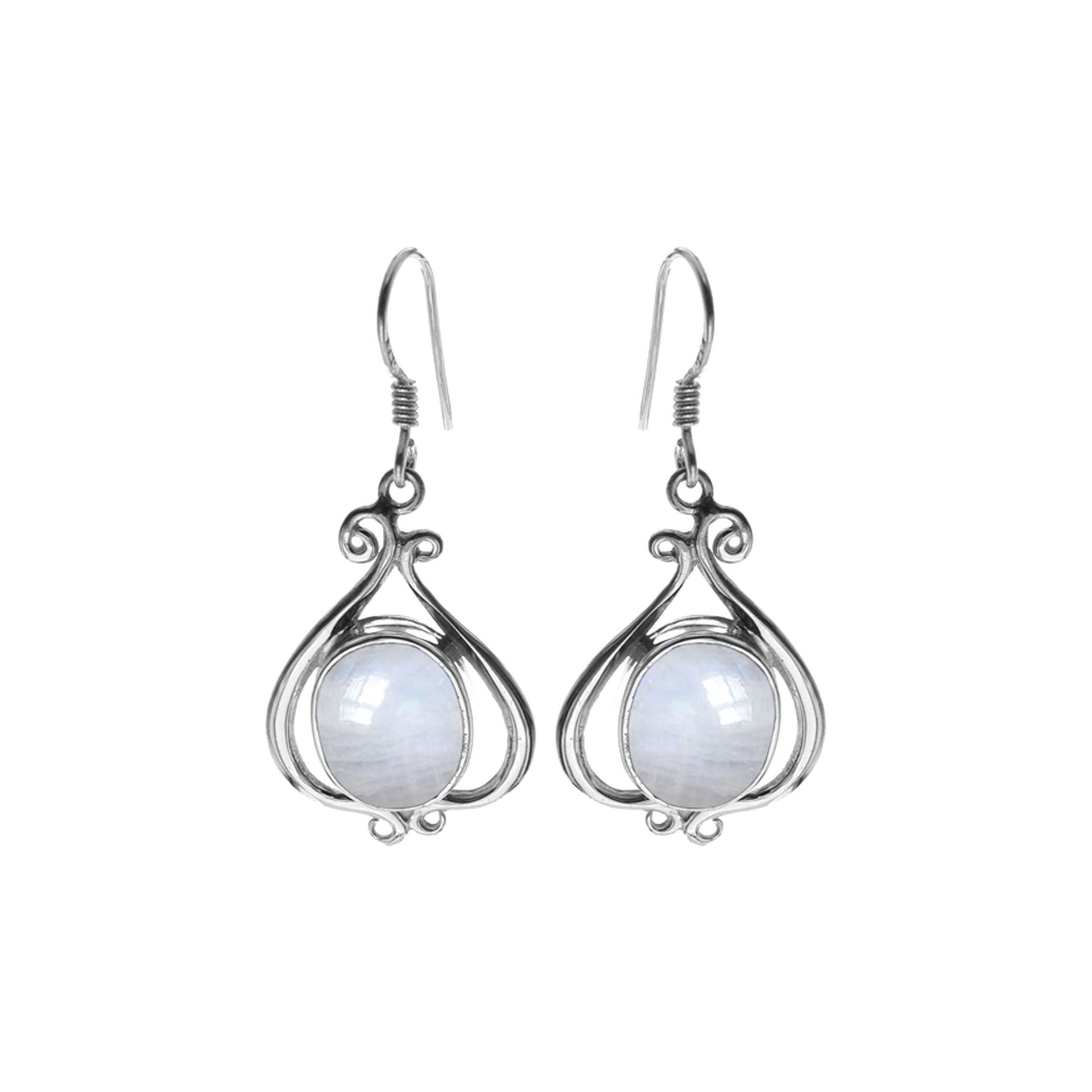 Lola elaborate wirework rainbow moonstone earrings