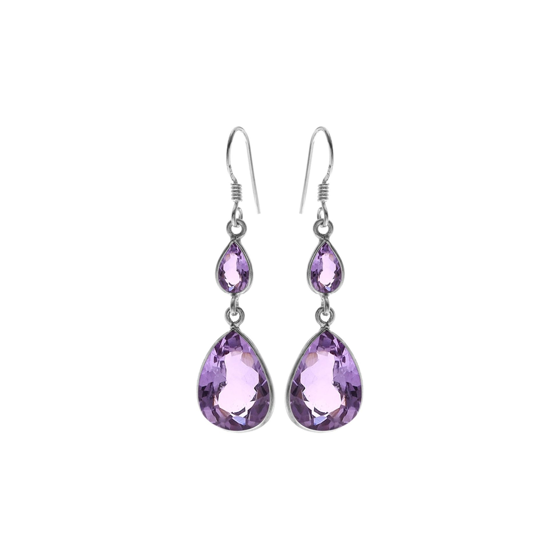 Bridget teardrop faceted amethyst earrings