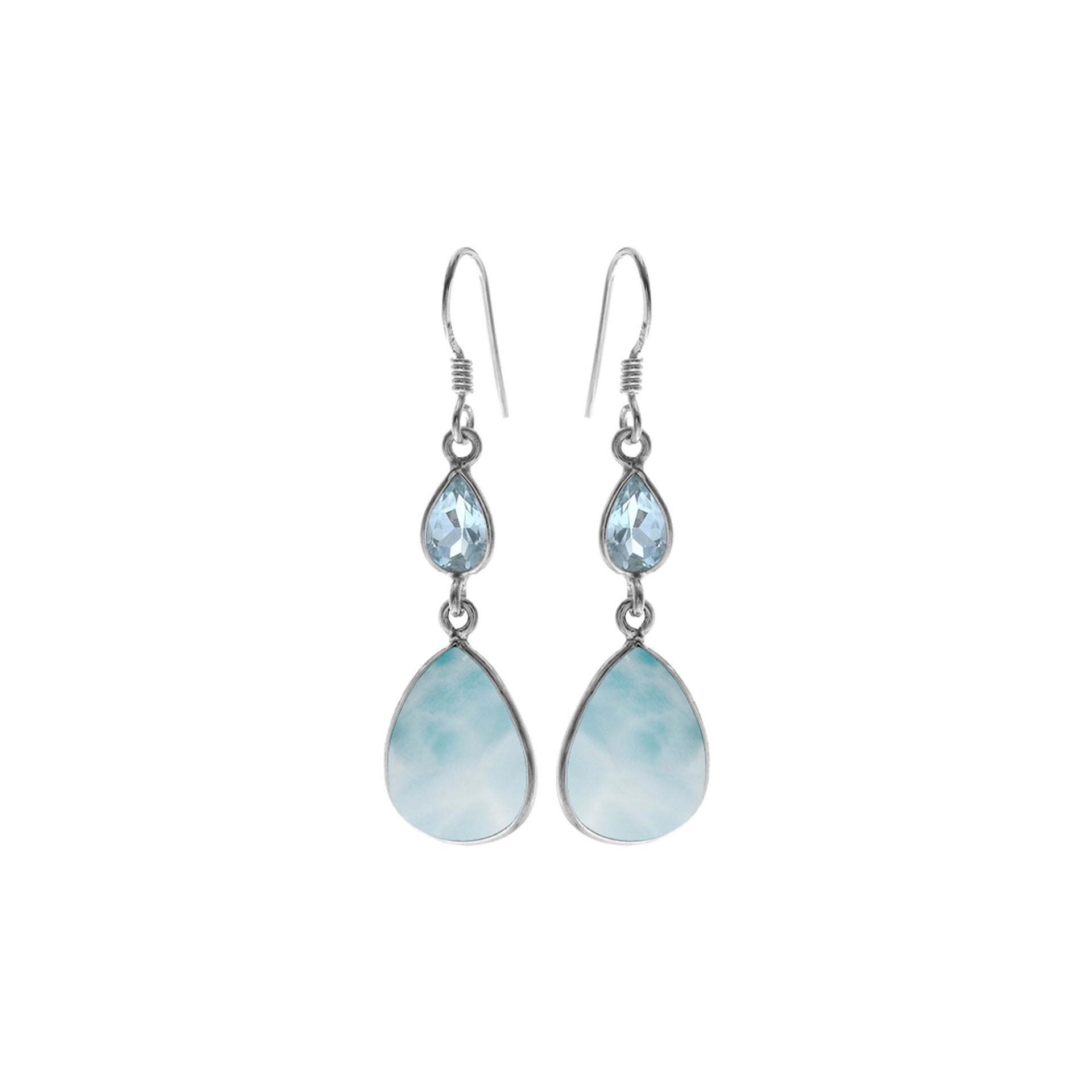 Bridget teardrop larimar & blue topaz earrings