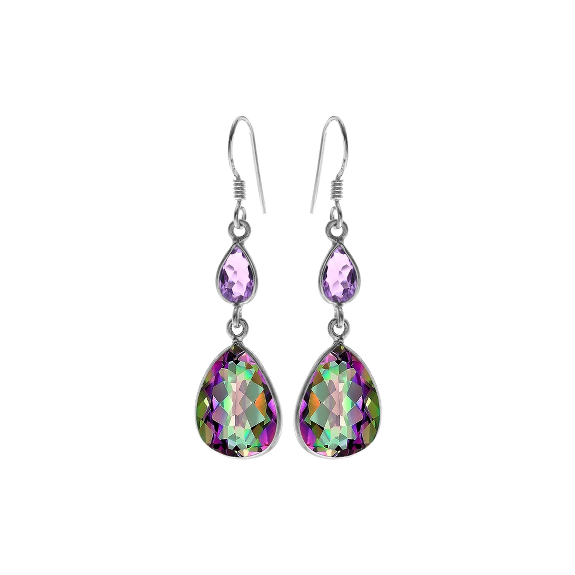Bridget teardrop mystic topaz & amethyst facet earrings