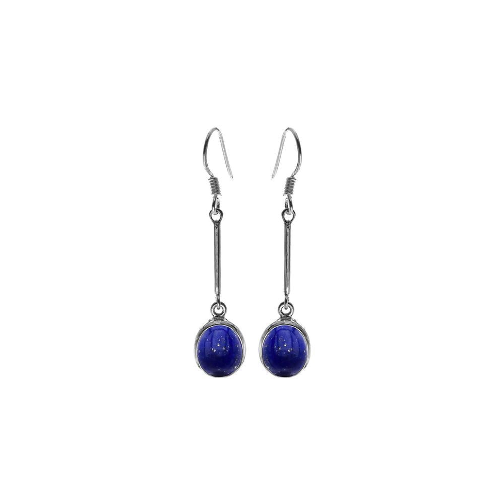Samira long stem lapis lazuli oval earrings