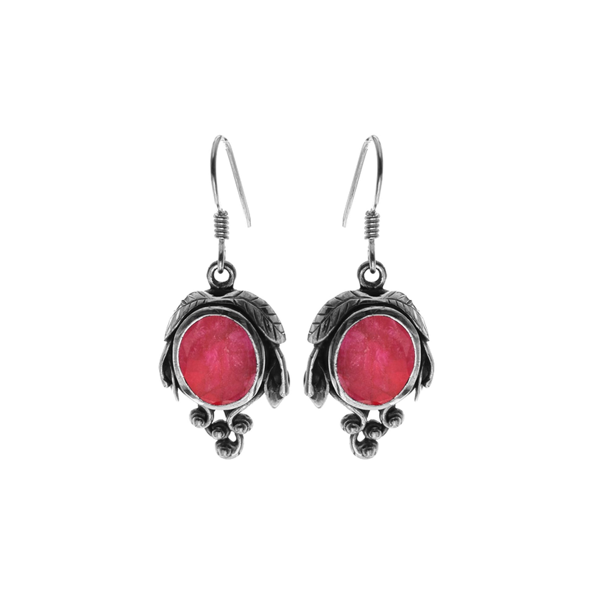 Catalina ruby quartz vine earrings