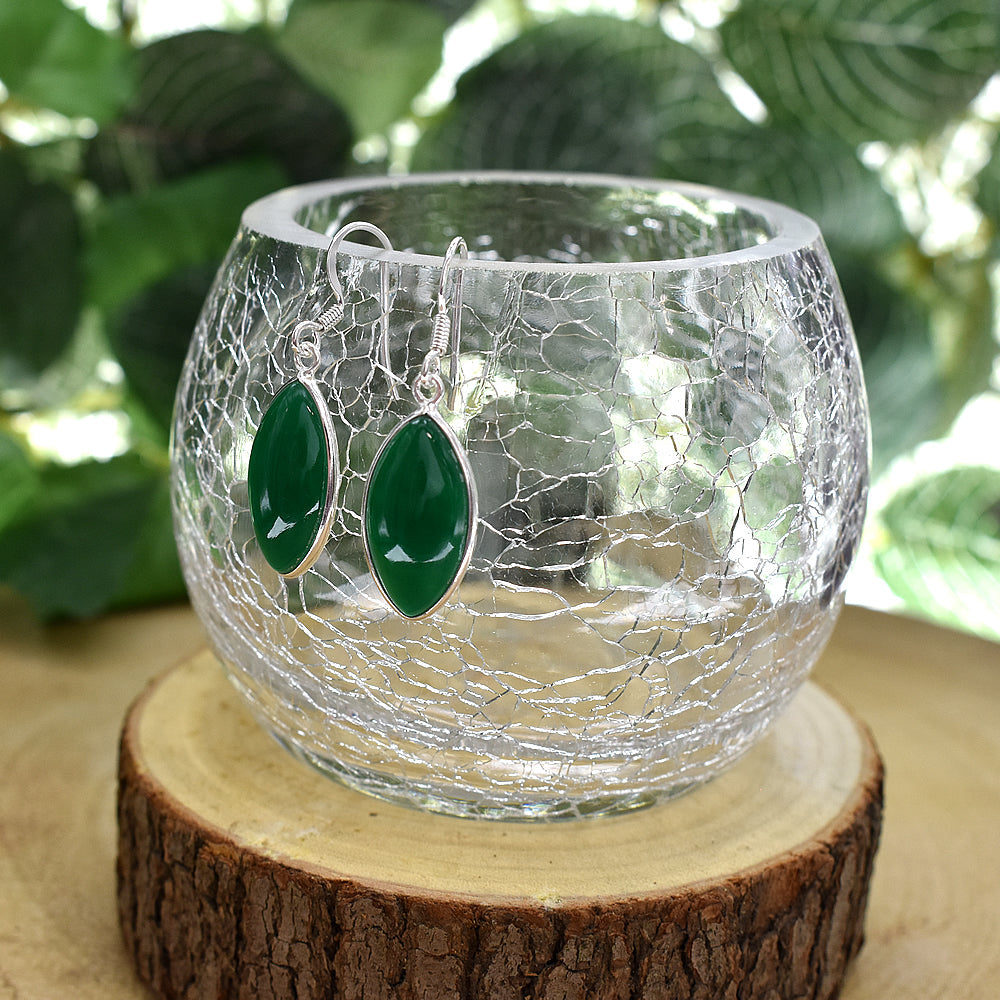 Bridget large green agate marquis earrings