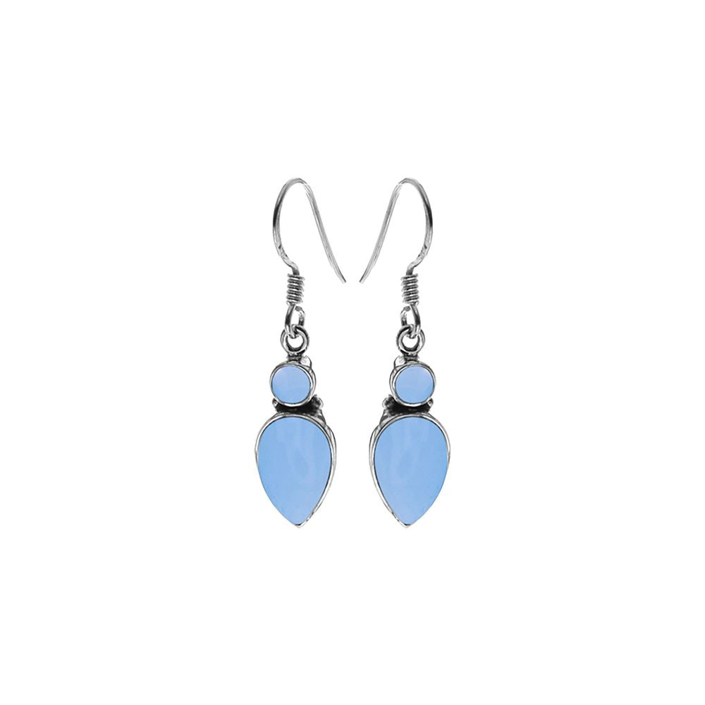 Samira two stone blue chalcedony earrings