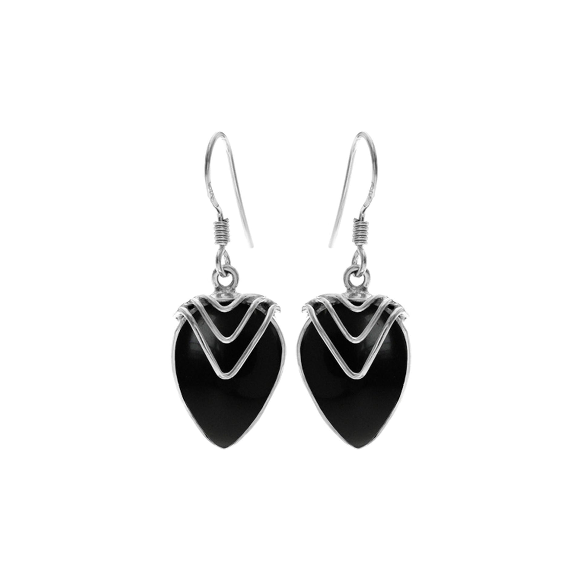 Ivy chevron black onyx earrings